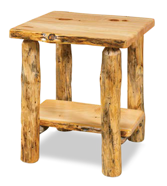 Timber Hollow Rustic Pine Shelf End Table