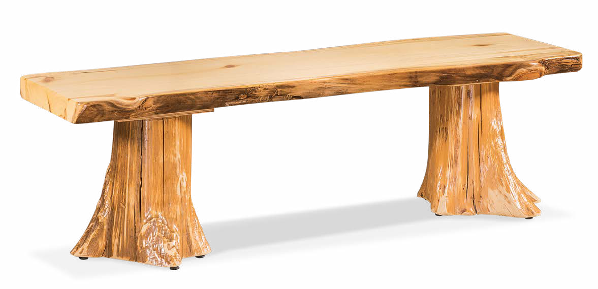 Timber Hollow Aspen Stump-Base Six-Foot Live-Edge Bench