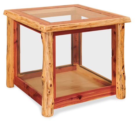 Timber Hollow Red Cedar Glass-Panel End Table