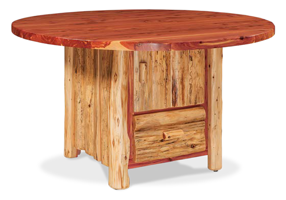 Timber Hollow Red Cedar Round Cabinet-Base Dining Table