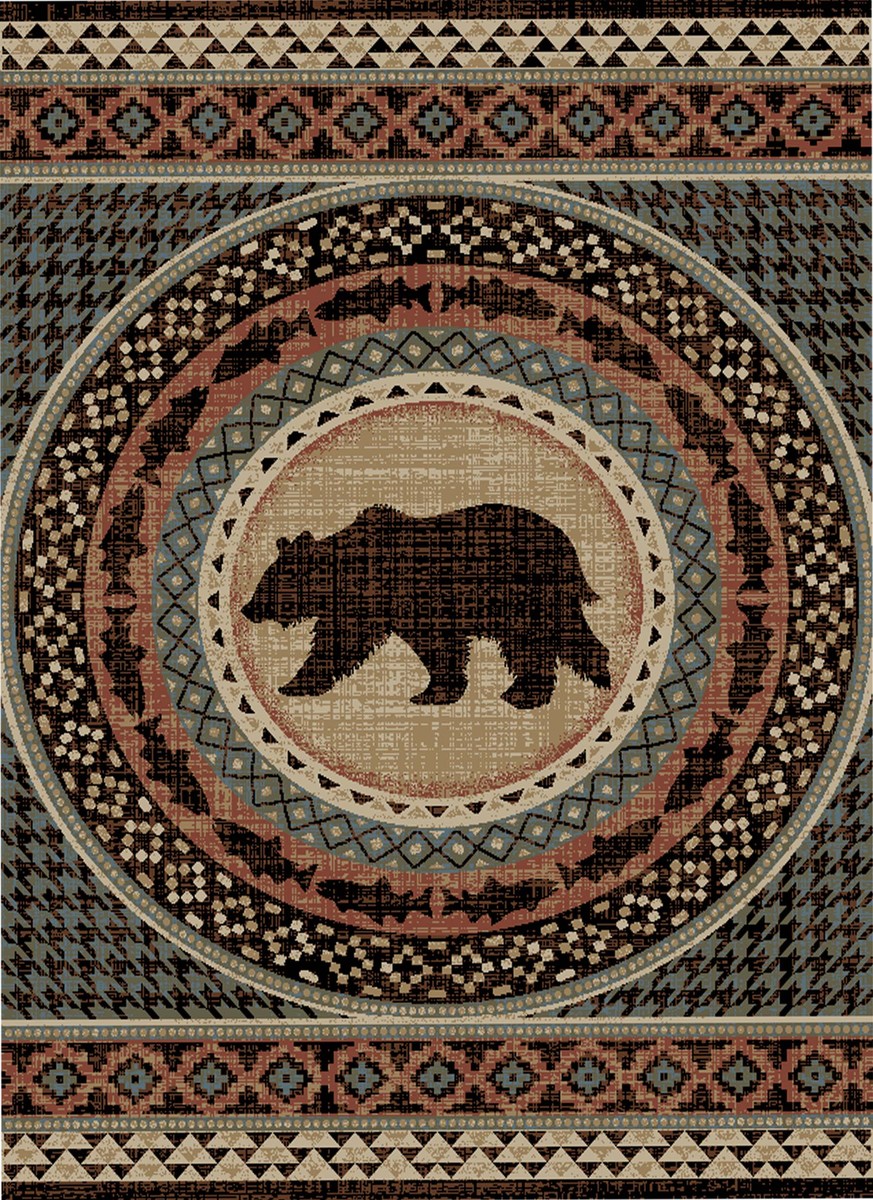 Laurel Valley Bear Medallion Rug — rectangular pattern