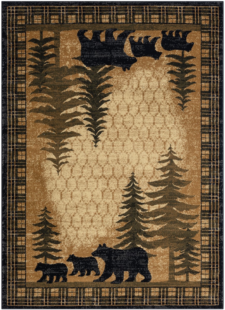 Pinecrest Bear Family Lodge Rug — rectangular pattern