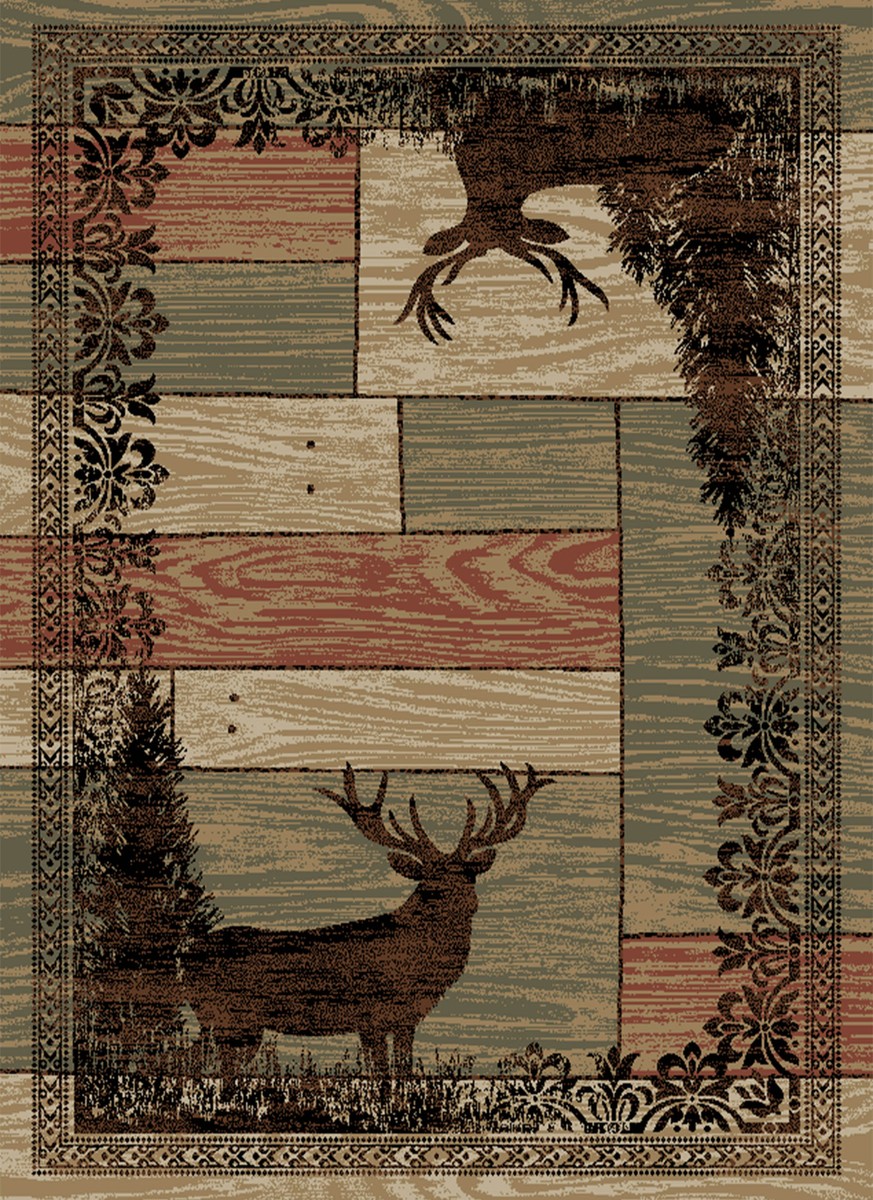 Timber Ridge Rustic Woodgrain Rug — rectangular pattern