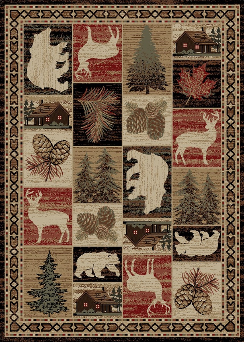 Mountain Crest Wildlife Lodge Rug — rectangular pattern