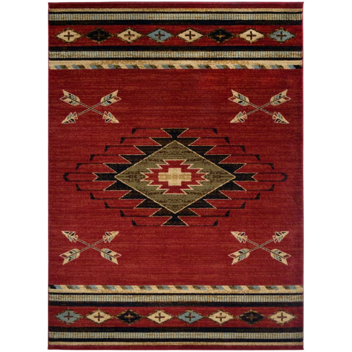 Rustwood Arrow Border Red Rug