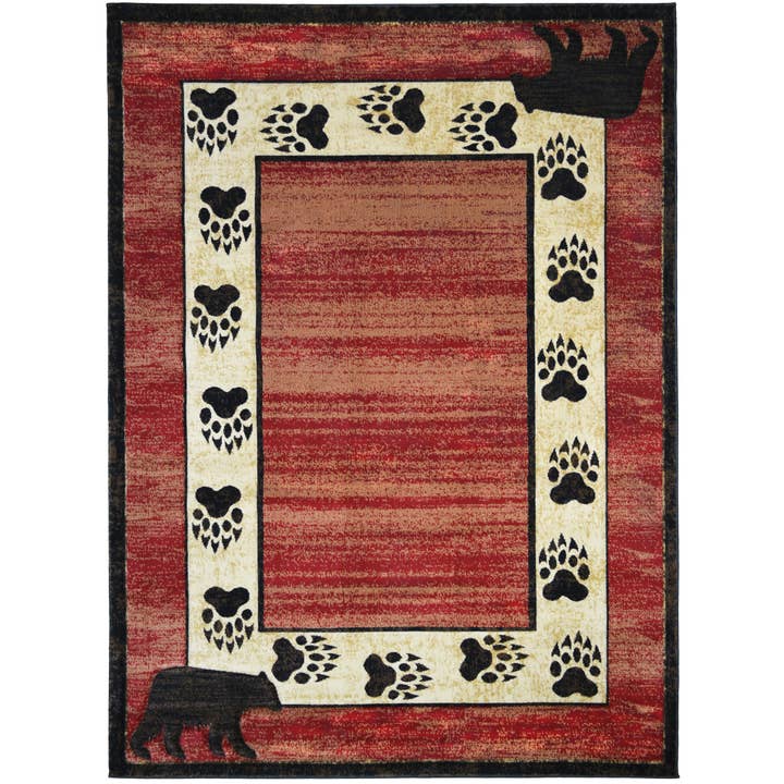Bear Track Red Cabin Rug