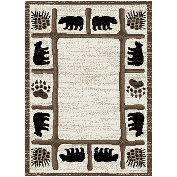 Forest Bears Cream Border Rug