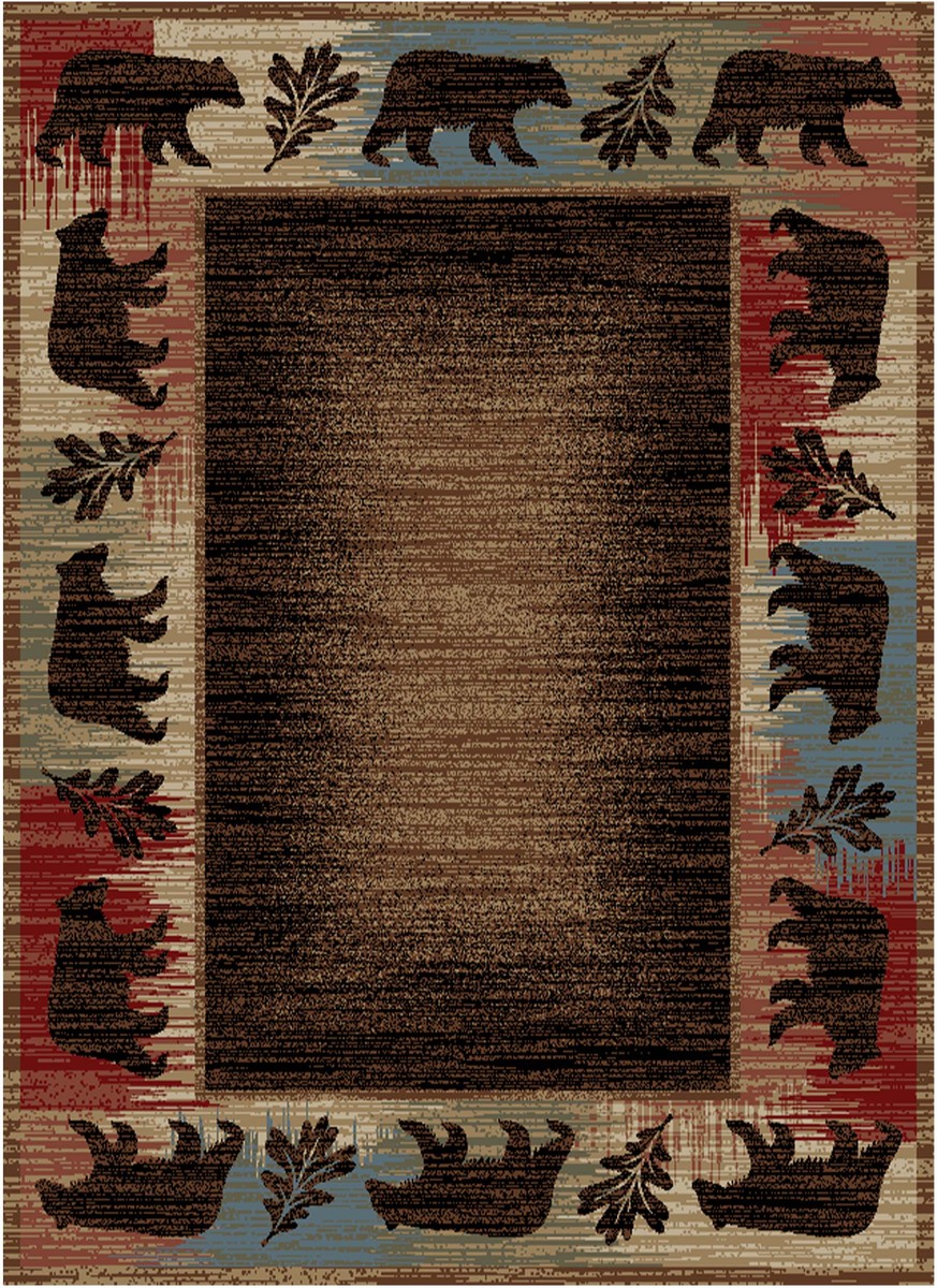 Stone Creek Bear Border Lodge Rug — rectangular pattern