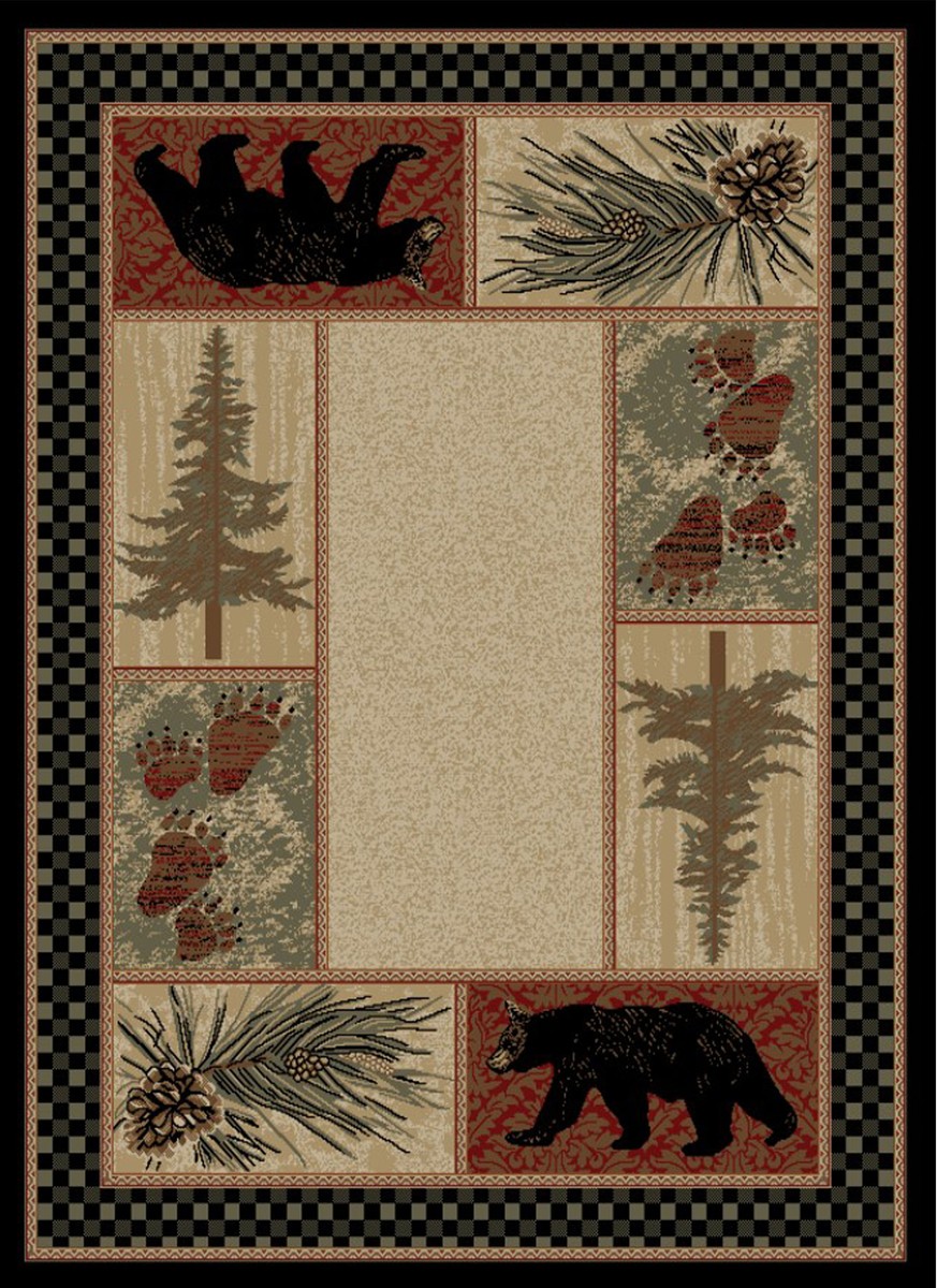 Forest Crossing Woodland Bear Rug — rectangular pattern
