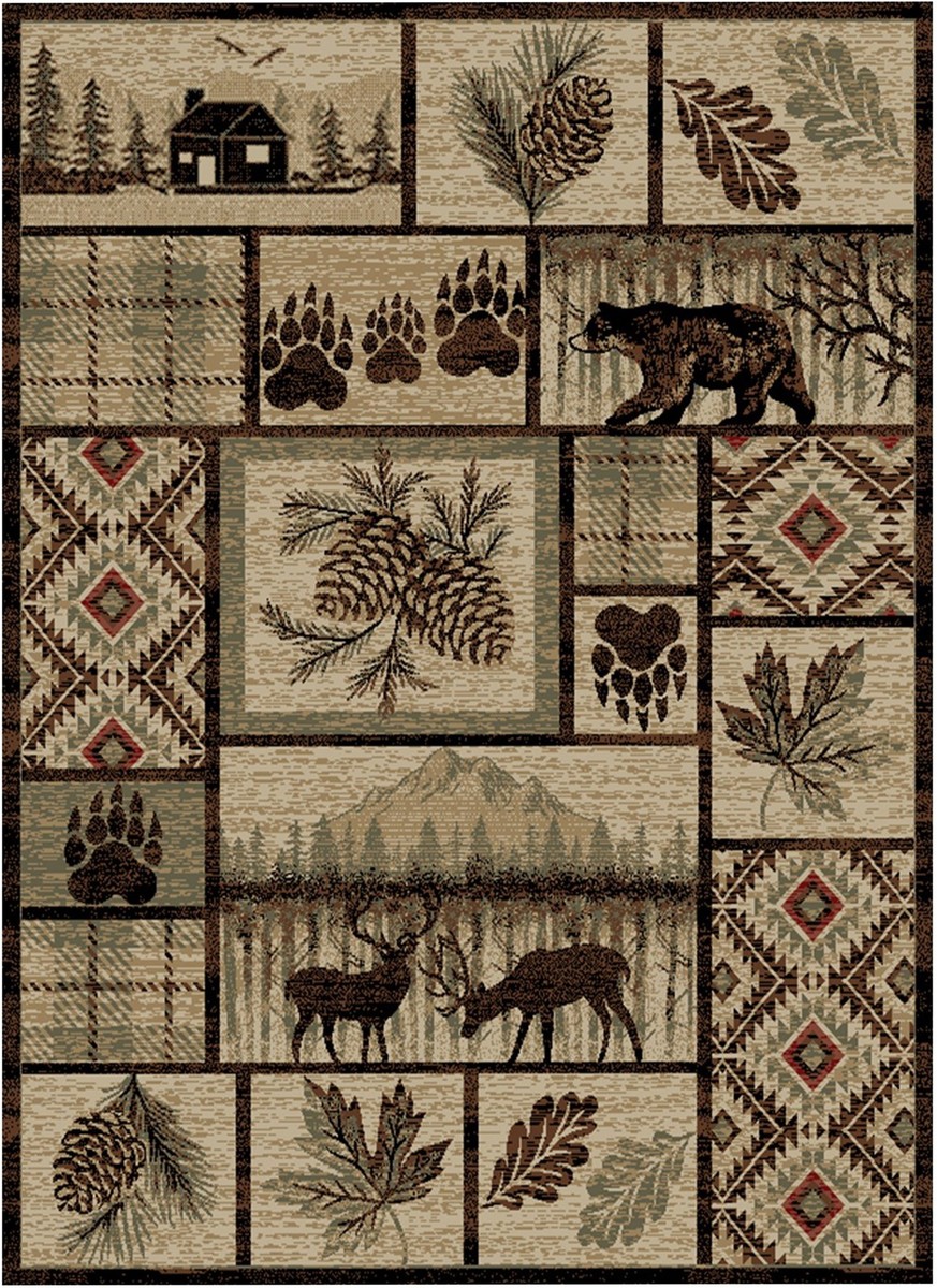 Granite Creek Woodland Patchwork Rug — rectangular pattern
