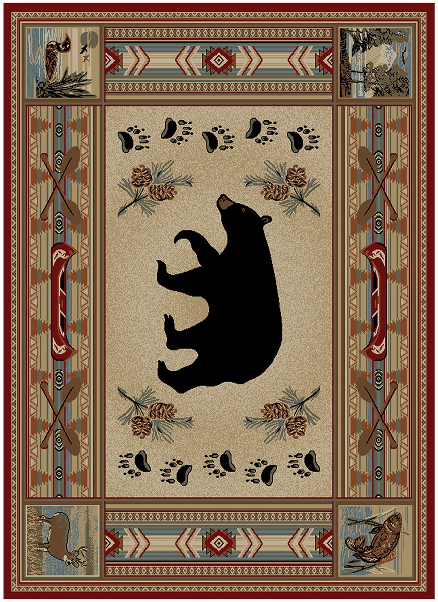 Cedar Hollow Bear & Pine Rug — rectangular pattern
