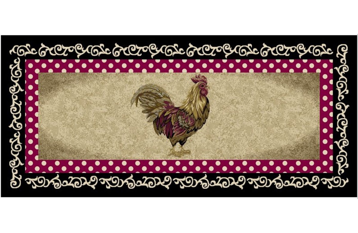 Farmstead Rooster Country Mat — rectangular pattern