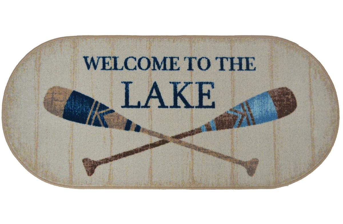 Lakeside Landing Paddle Welcome Mat — oval pattern