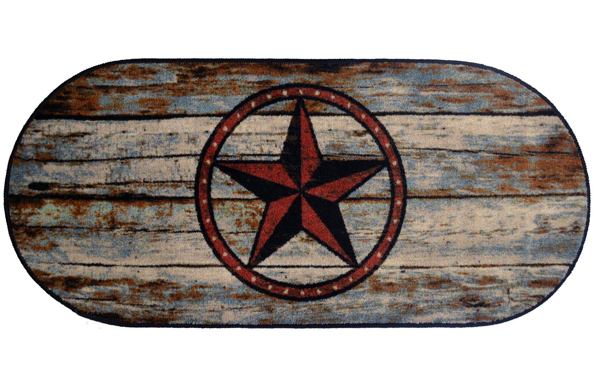 Barnwood Compass Star Oval Mat — oval pattern