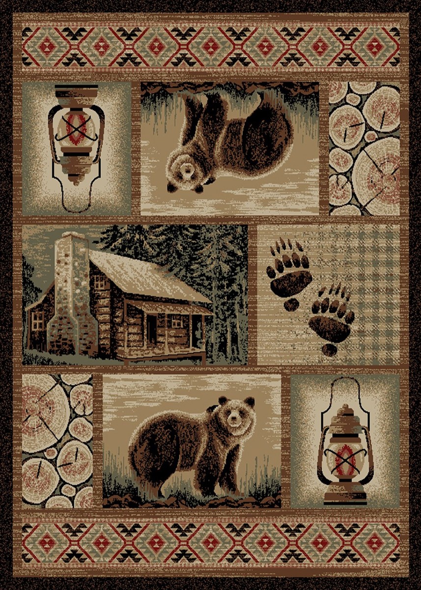 Bear Creek Lantern & Cabin Rug — rectangular pattern