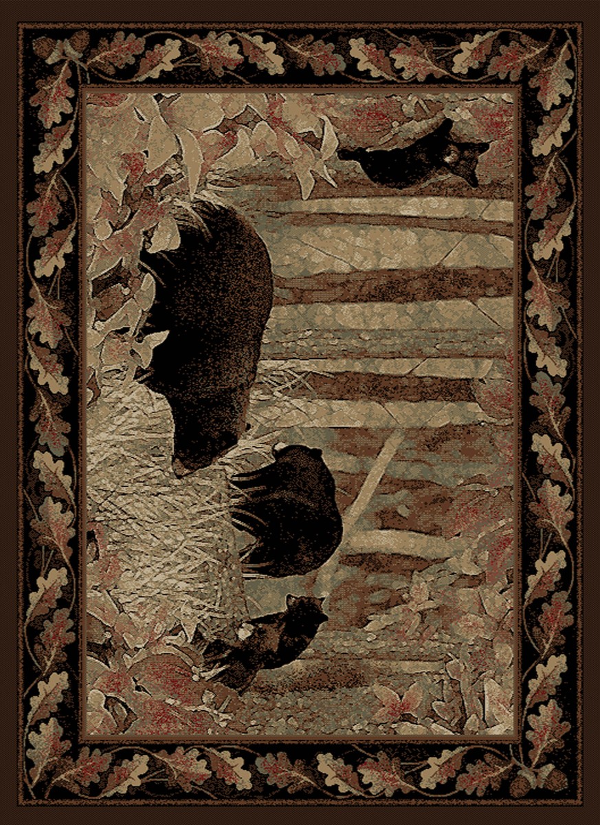 Blue Ridge Forest Bear Family Rug — rectangular pattern
