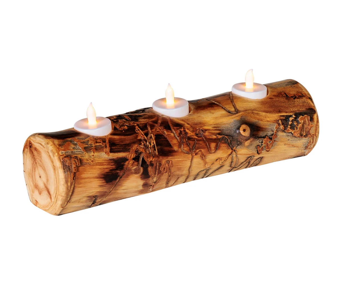 Hearthside 3-Light Aspen Log Candle Holder