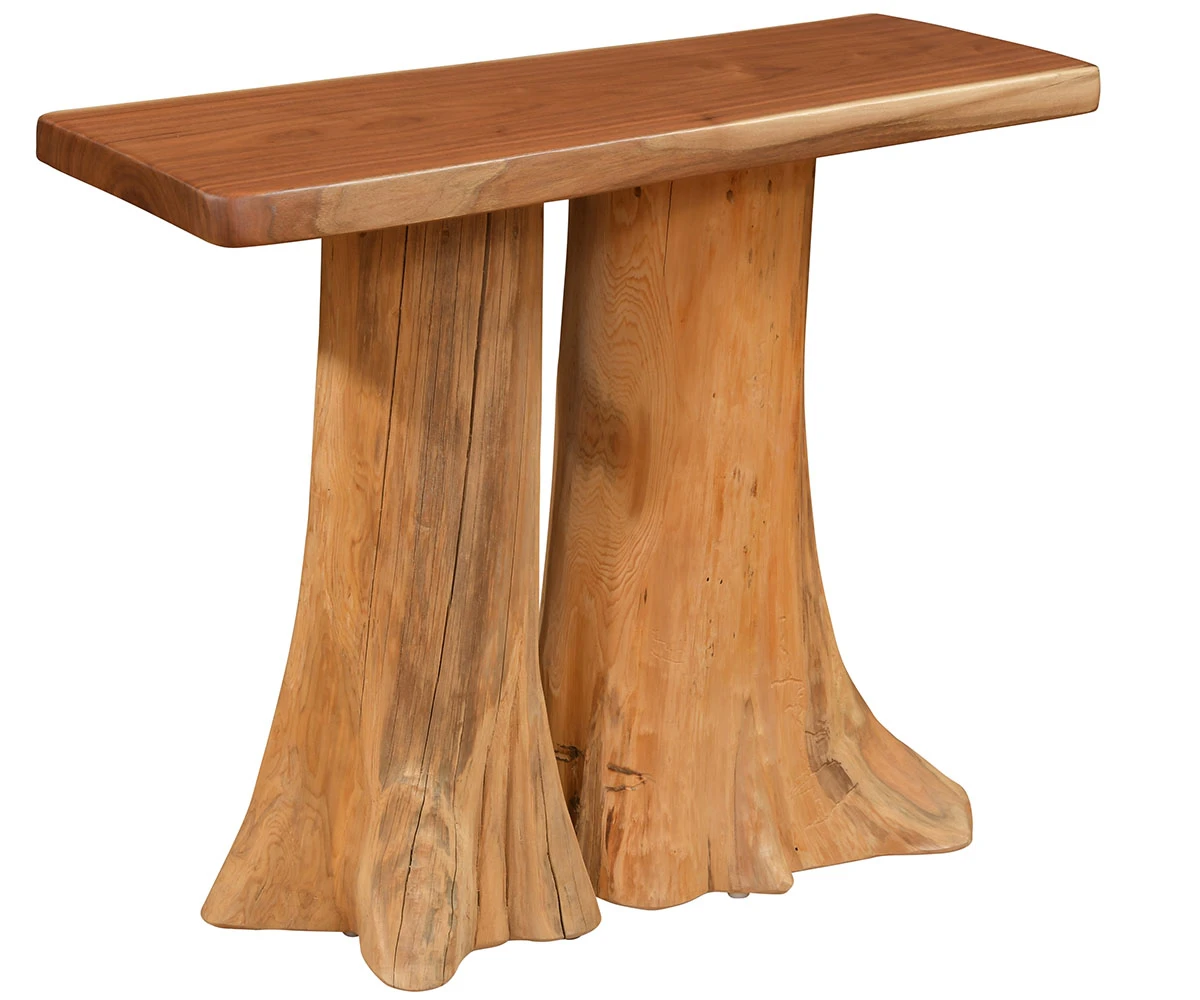 Rock Creek White Cedar & Black Walnut Sofa Table Stump Base
