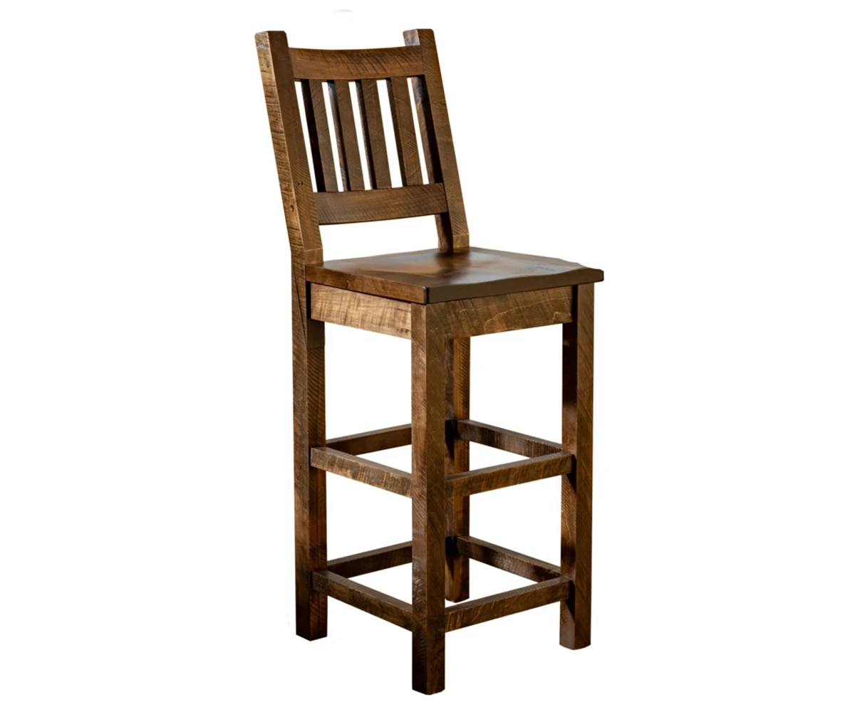 Ridge Landing Rough-sawn Maple Slat-Back Bar Stool
