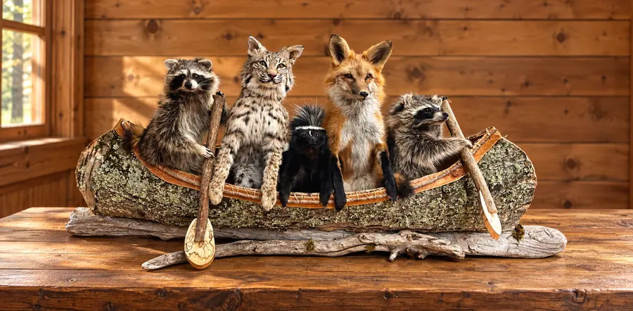 Woodland Five Canoe Gathering in a rustic cabin