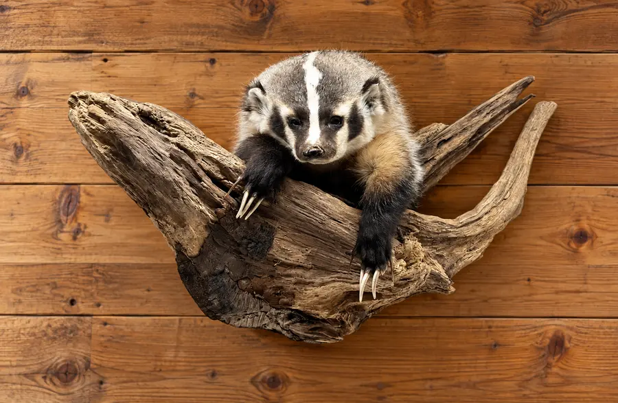 Driftwood Lookout Badger Wall Mount in a rustic cabin
