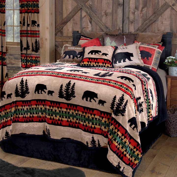 Pine Crossing Bear Sherpa Comforter Set