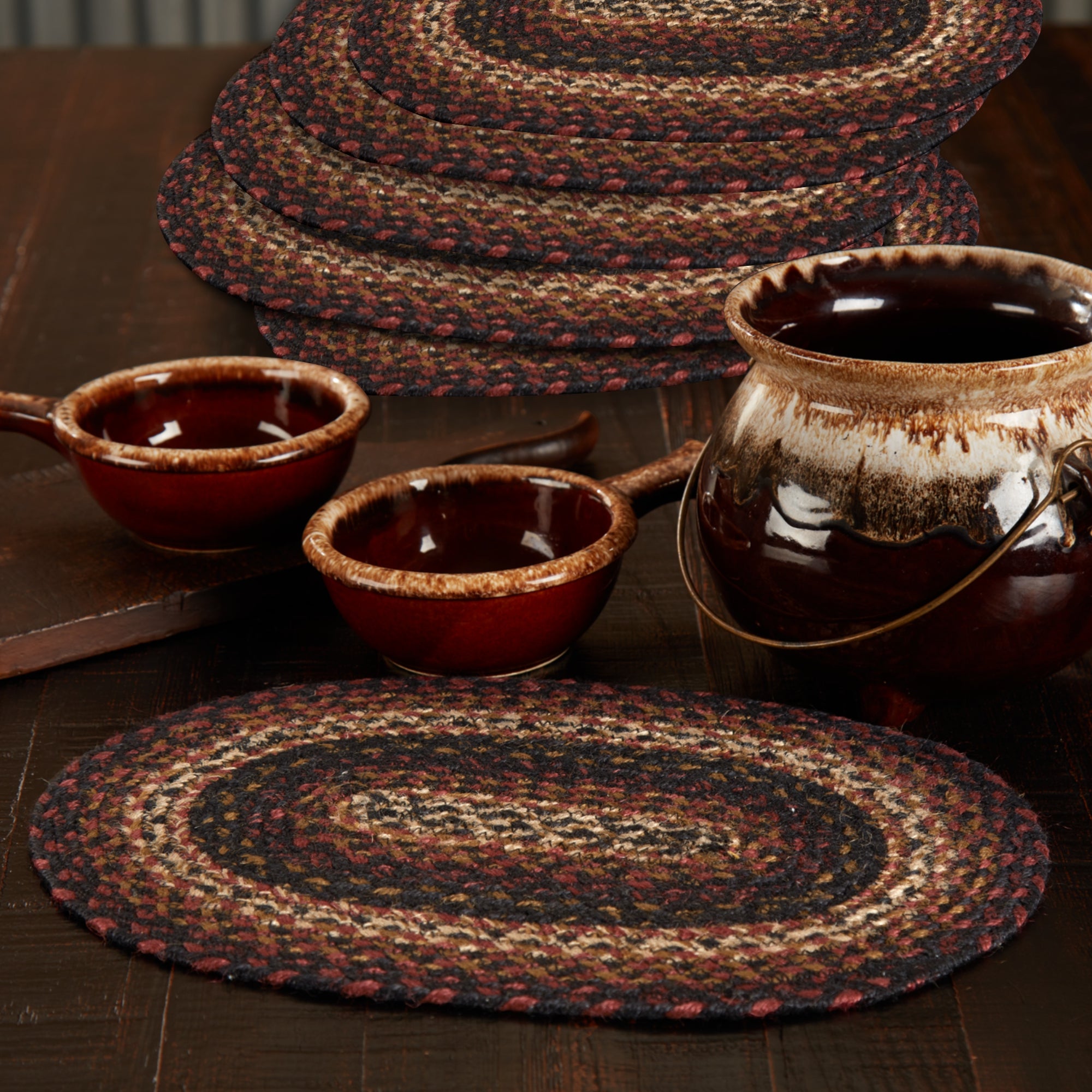 Beckham Braided Jute Oval Placemat Set of 6