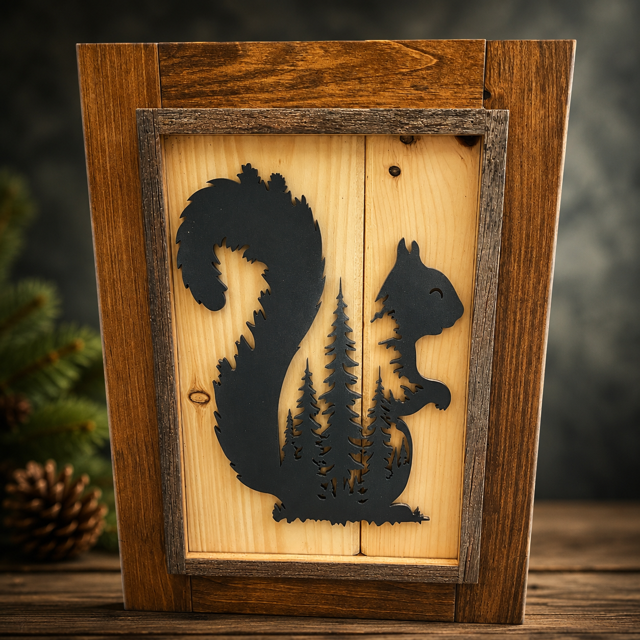 Rustic Squirrel Framed Art