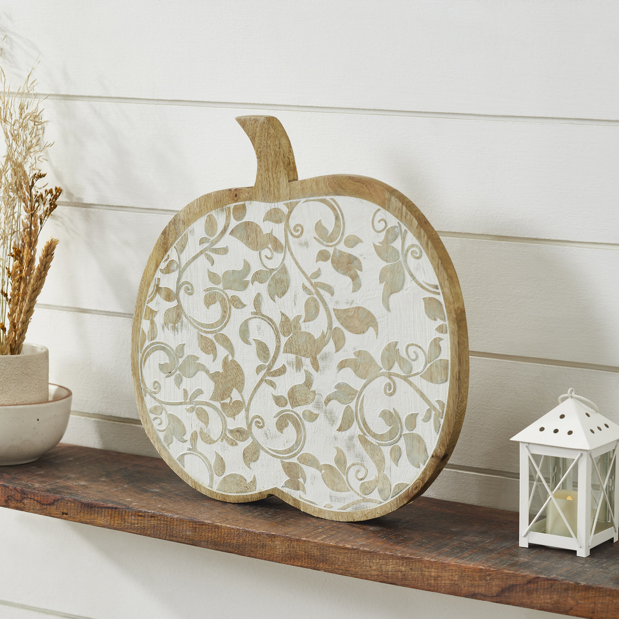 Wooden Carved Vine Pumpkin
