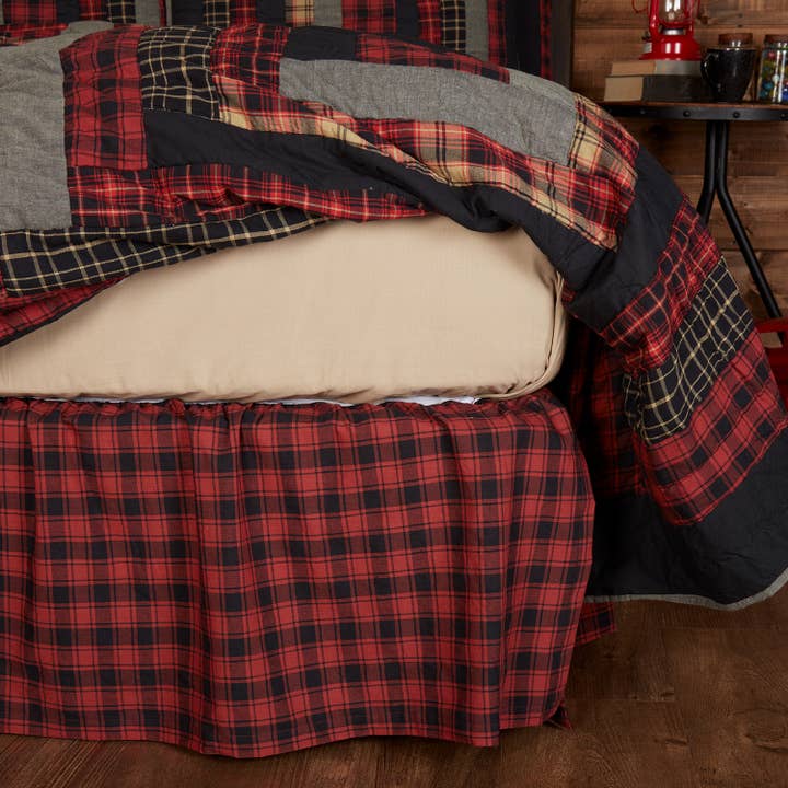 Cumberland Bed Skirt Red Black Plaid Rustic Lodge Queen