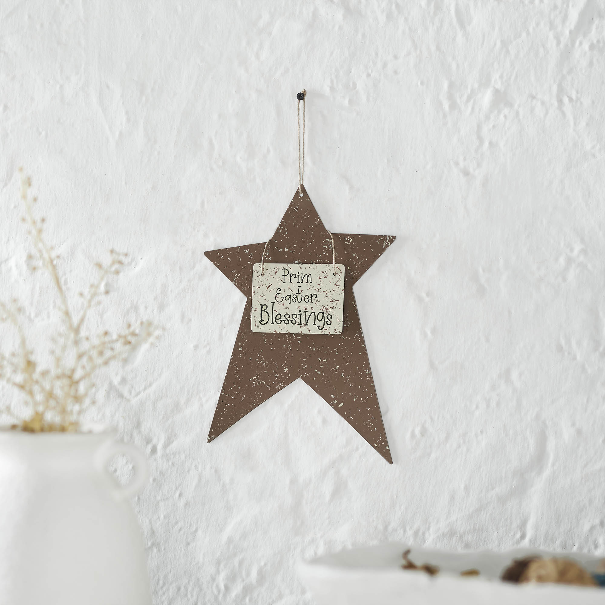 Spring In Bloom Galvanized Metal Prim Easter Blessing Star