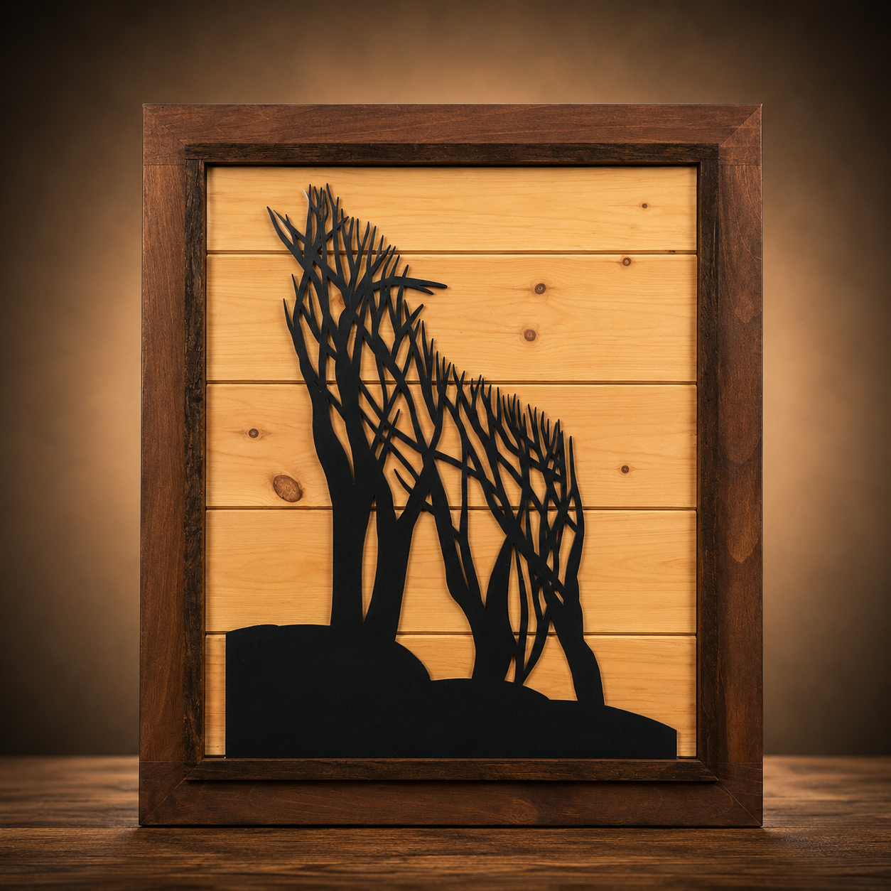Twig Wolf Framed Art