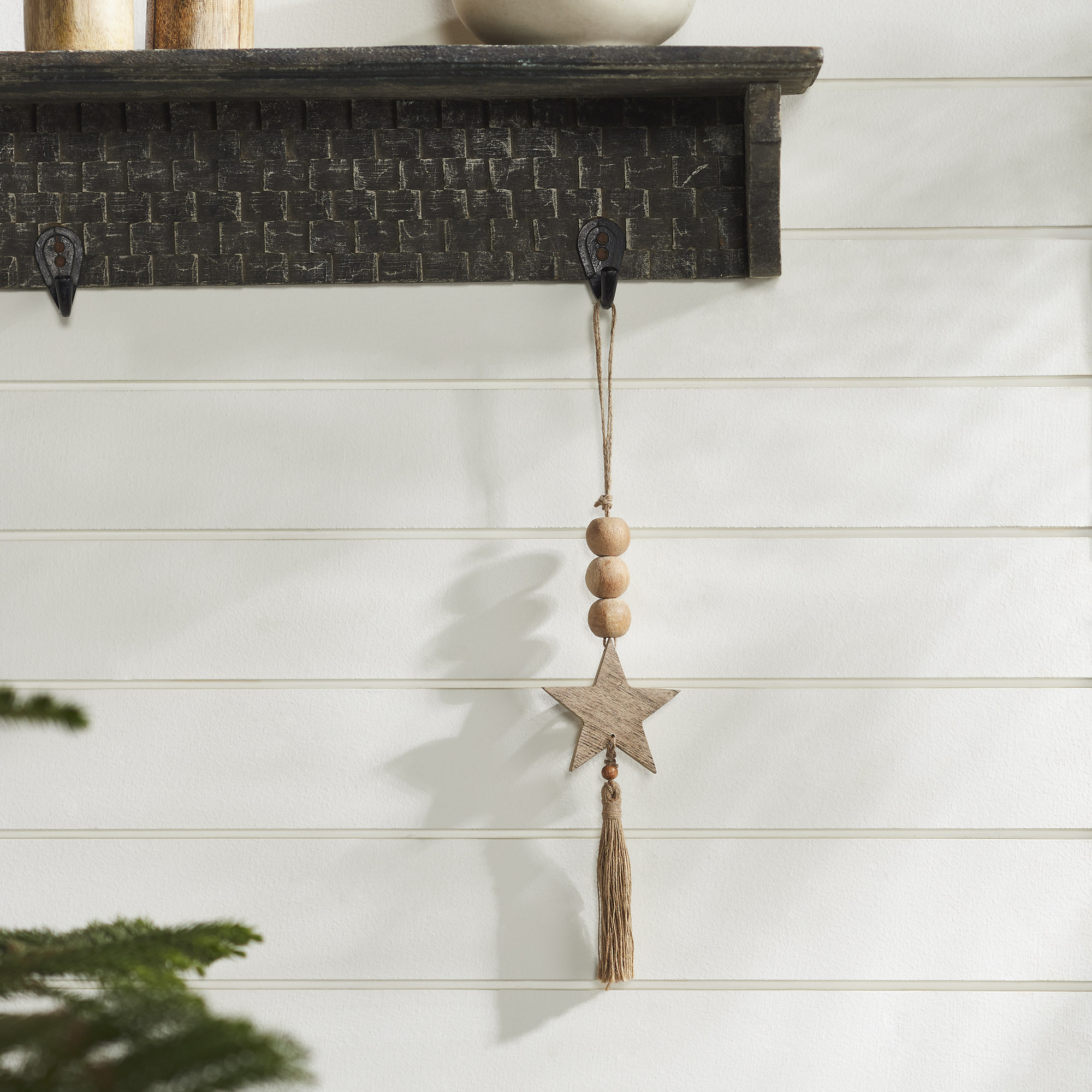 Natural Beads Star & Tassel Ornament