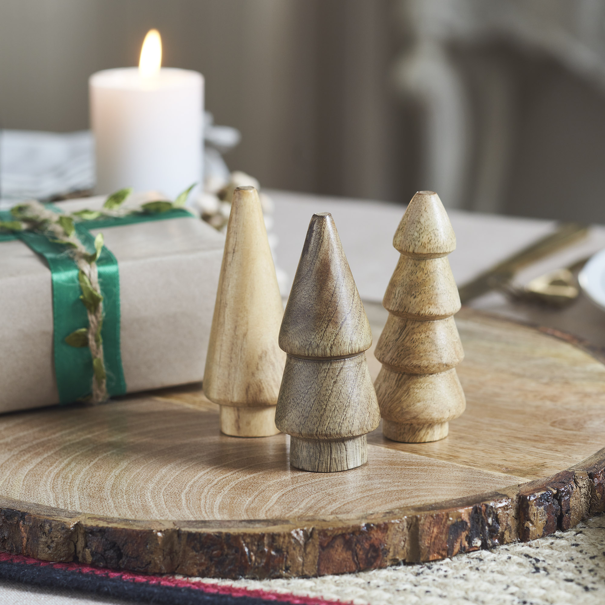 Conical Wooden Tree Set of 3