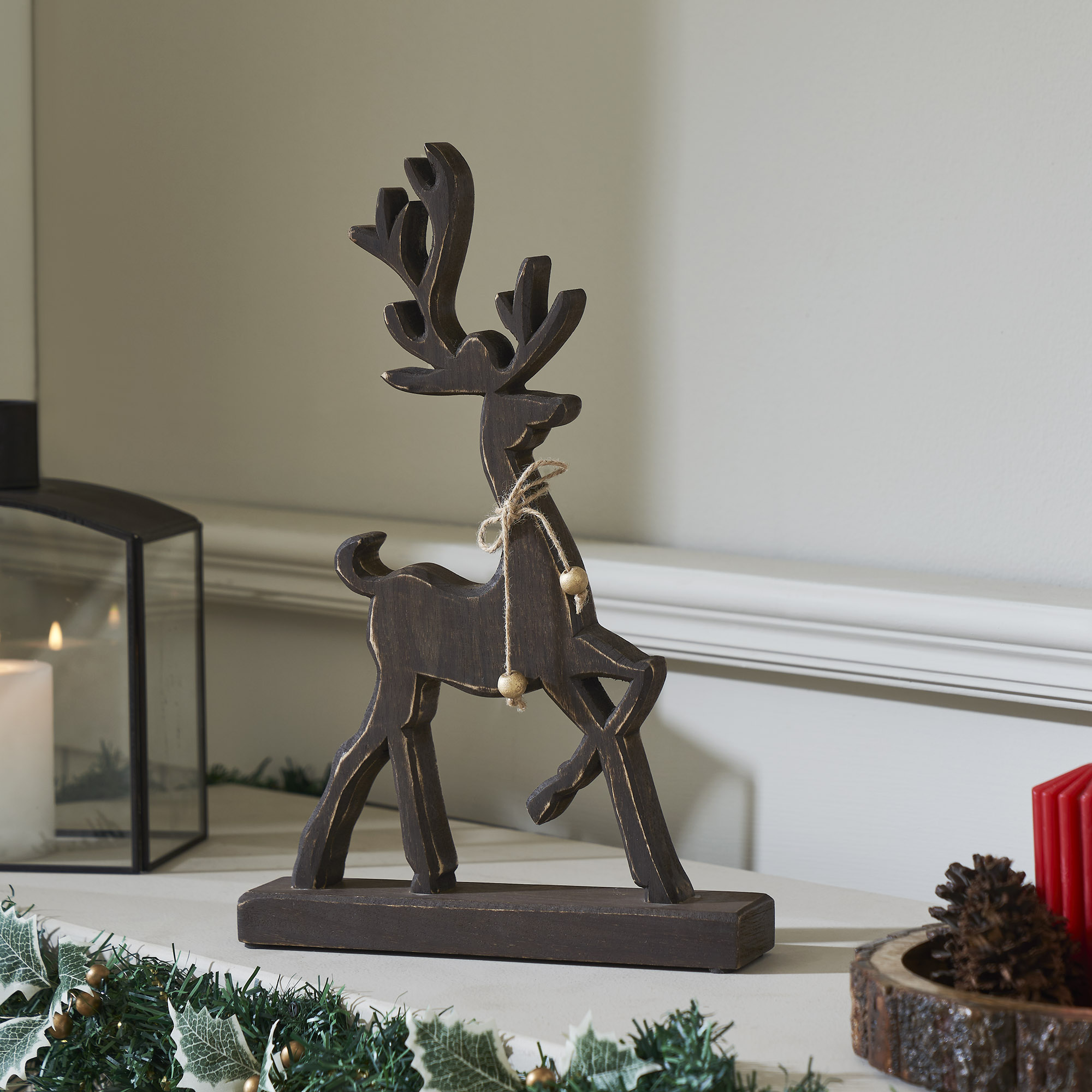 Woodland Winter Dark Wooden Reindeer