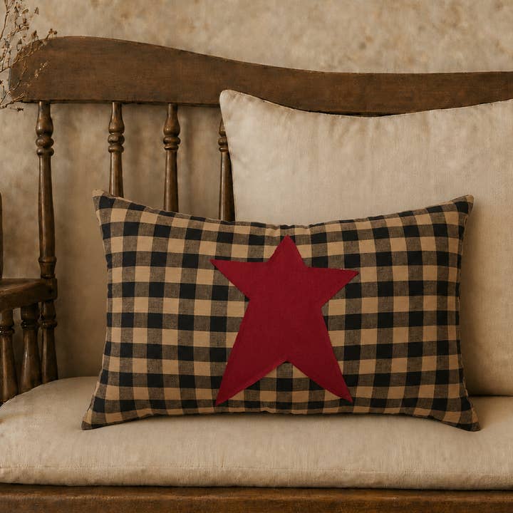 Burgundy Star Check Throw Pillow 14x22 – Connell