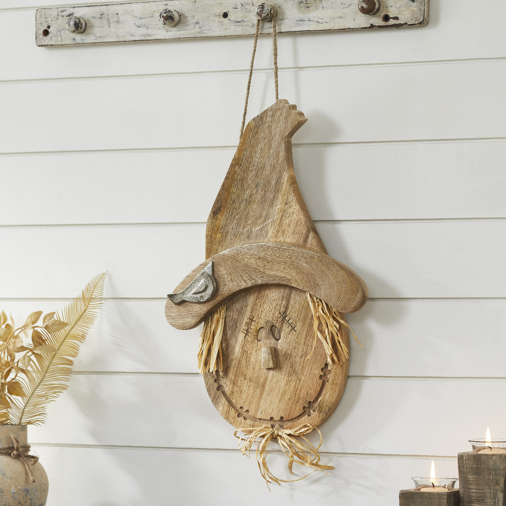 Natural Wooden Scarecrow Wall Hanging