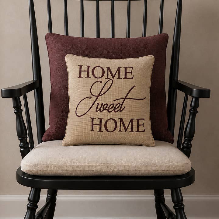Home Sweet Home Burlap Throw Pillow 12x12
