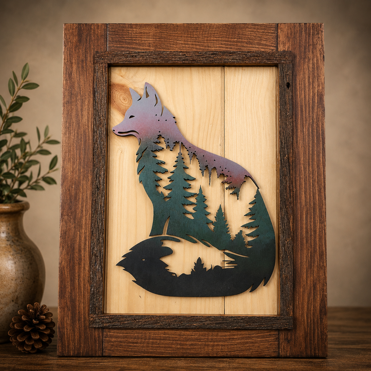 Rustic Fox Framed Art