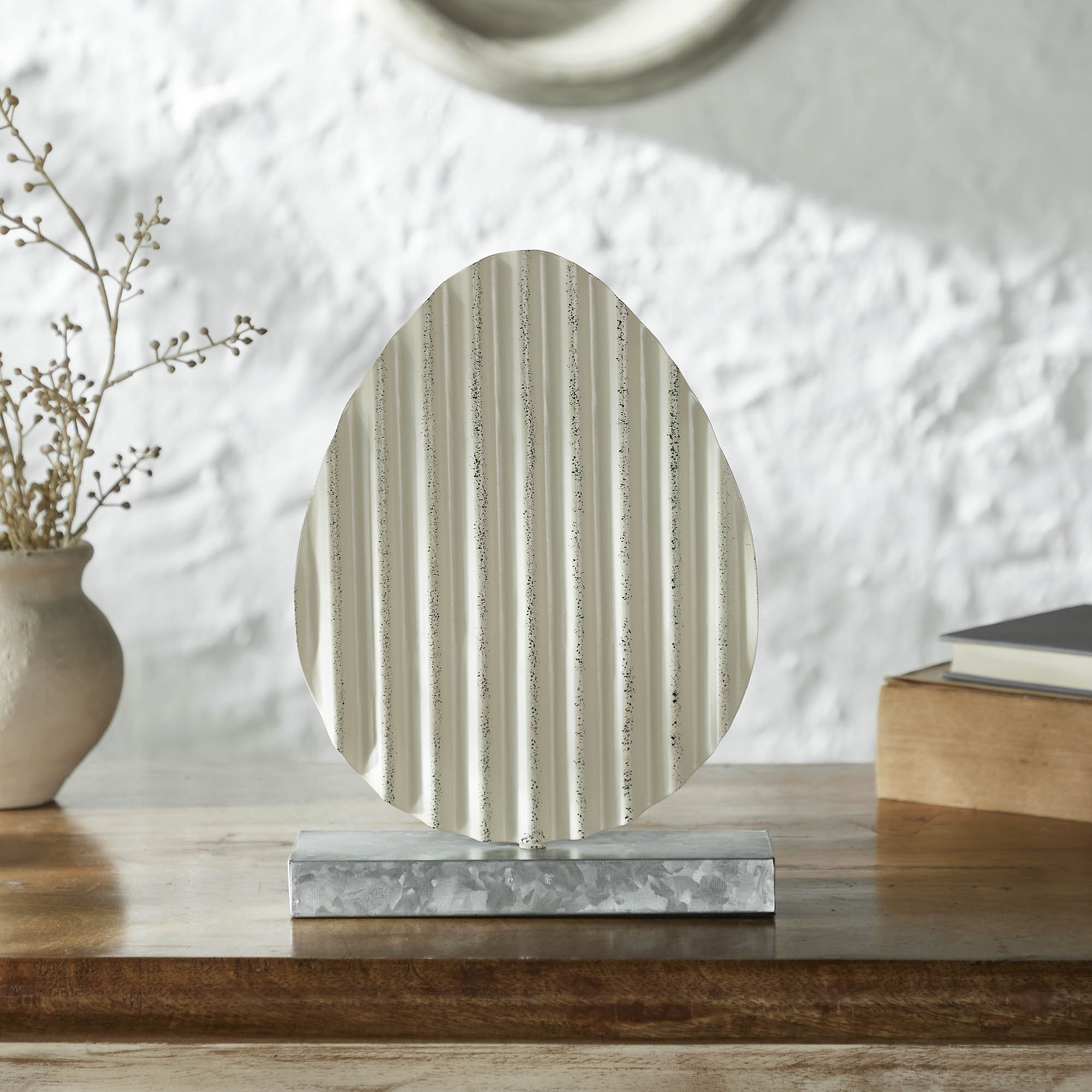 Bunny Hop Corrugated Metal Egg w/ Base
