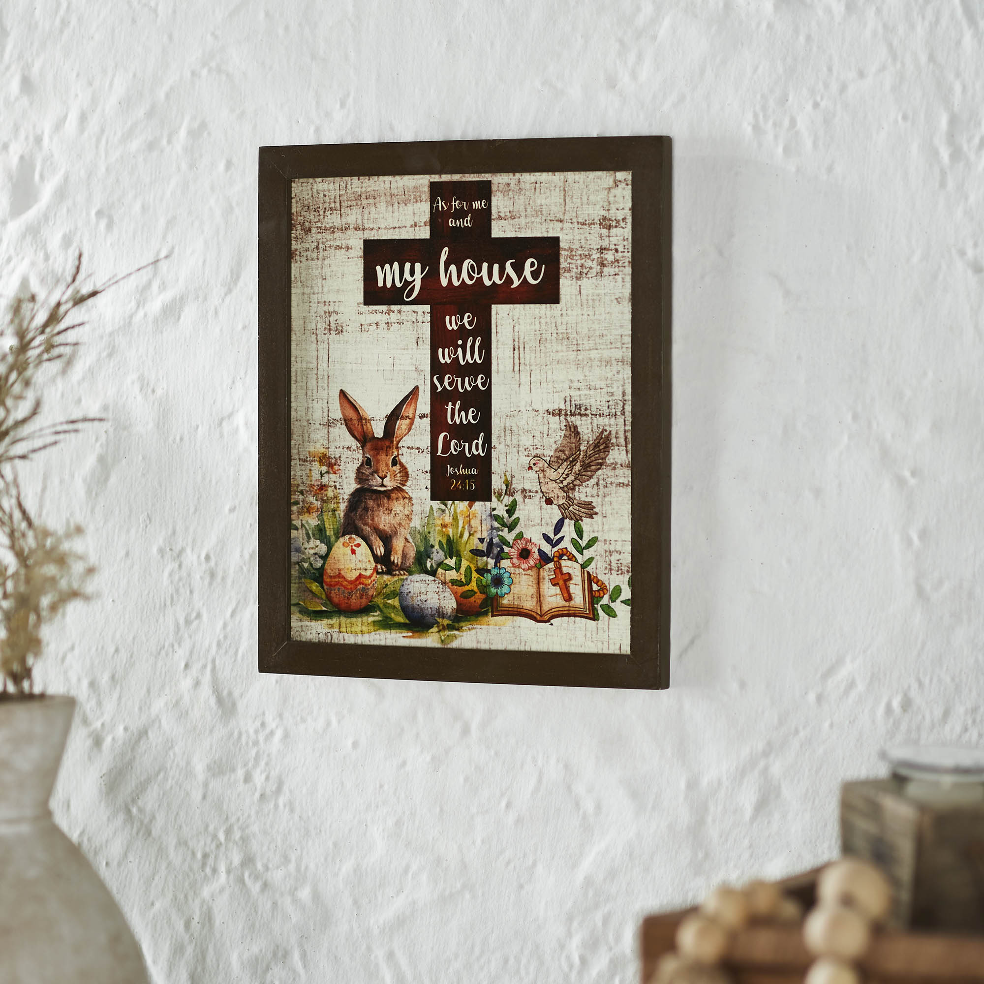 Bunny Hop Joshua 24:15 Cross MDF Wall Sign