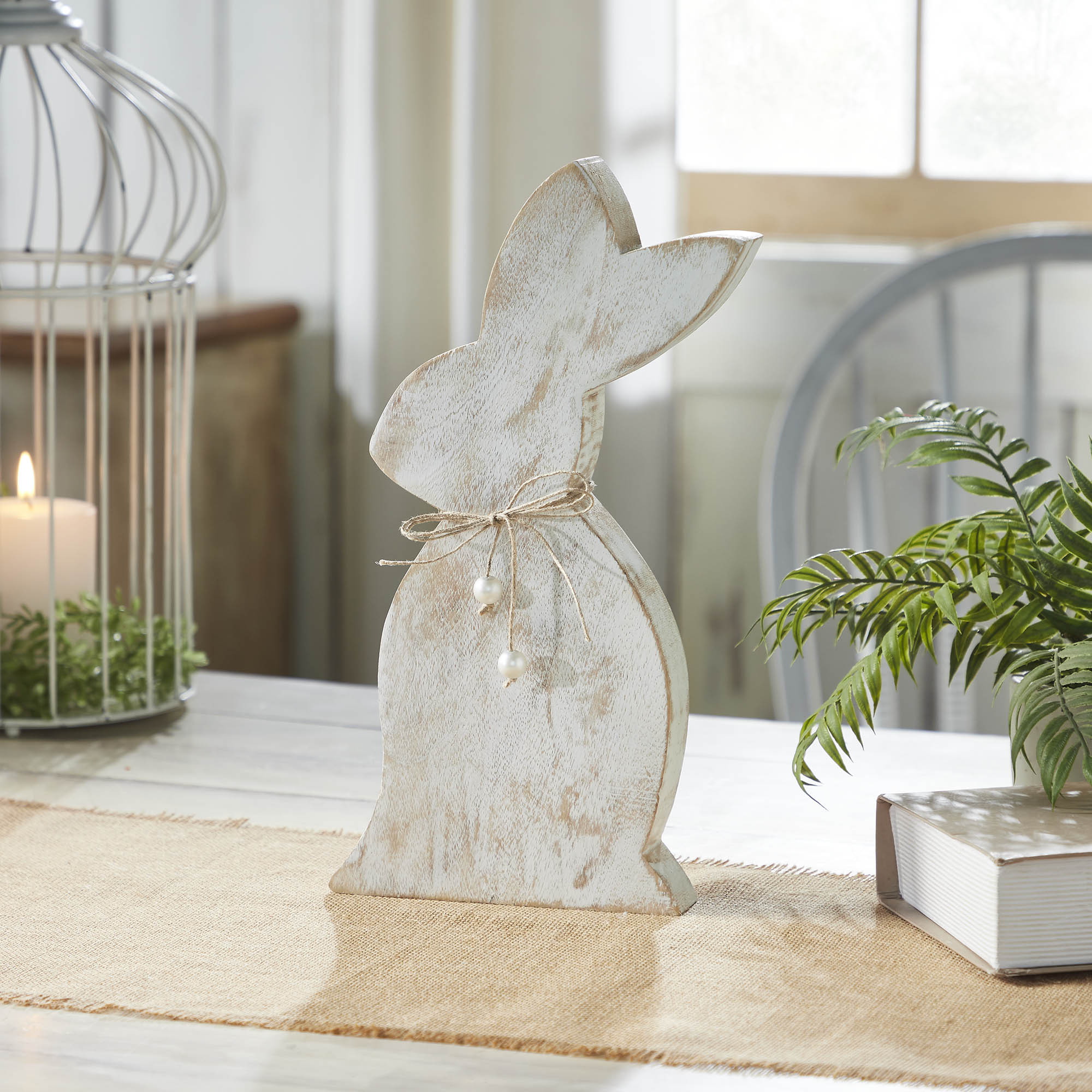 Spring In Bloom Wooden Upright Bunny Silhouette w/ Twine