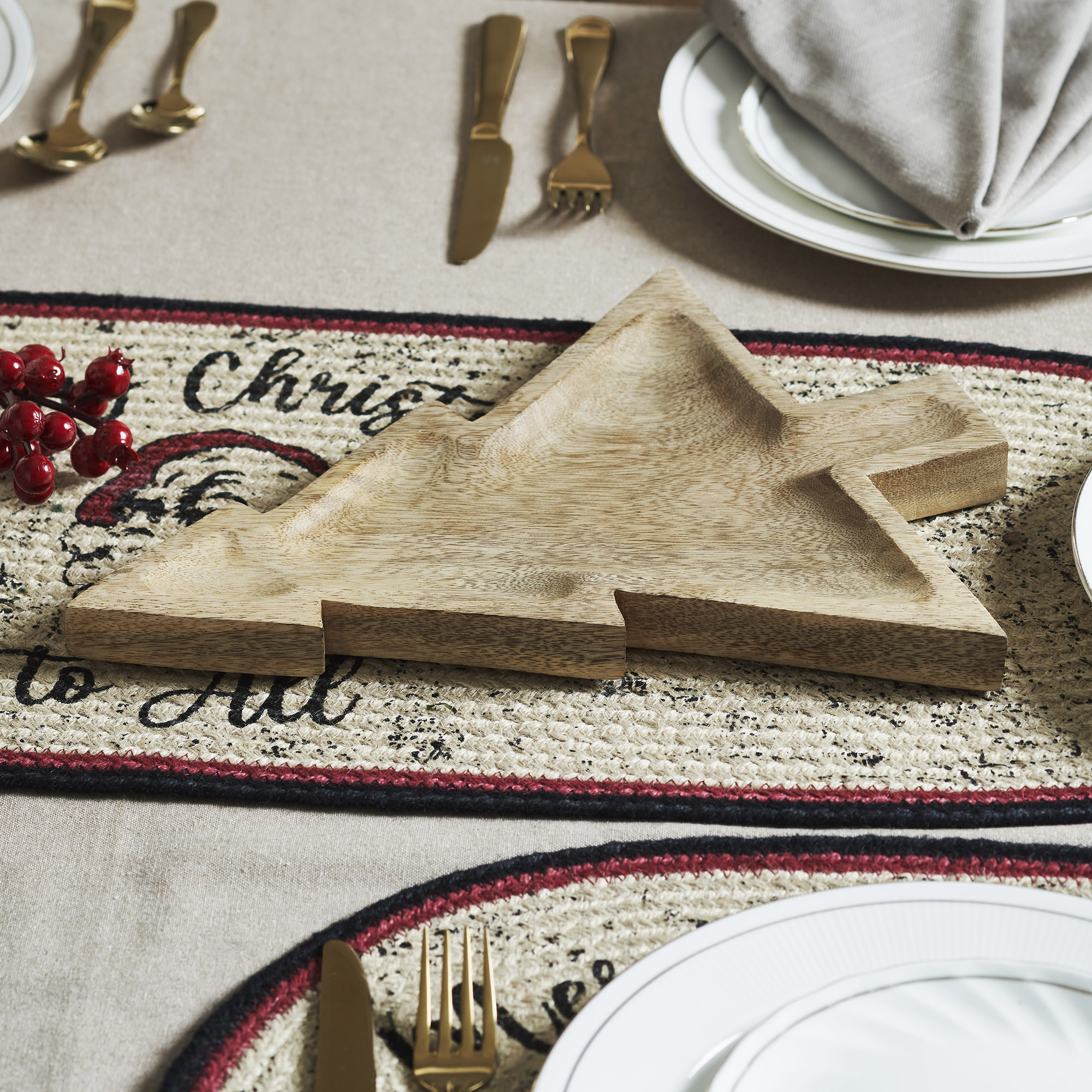 Tree-Shaped Natural Wooden Decorative Tray