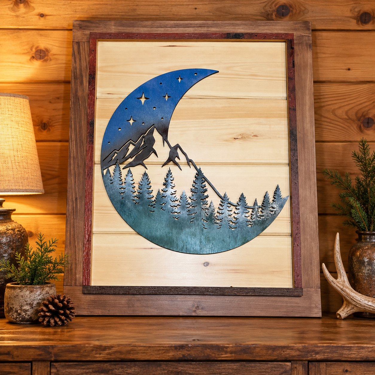 Moon, Mountain & Trees Framed Art