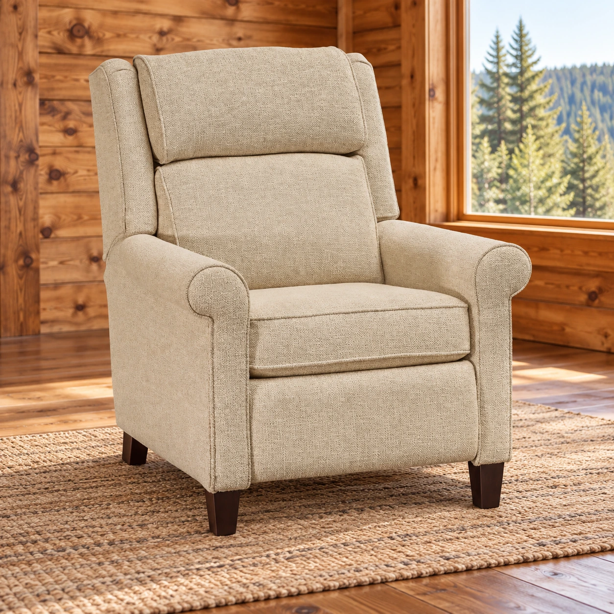 Forest Edge Recliner in a cabin living room