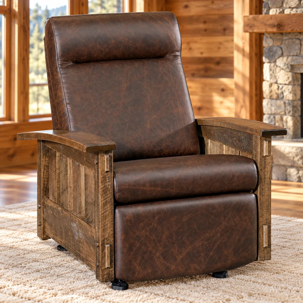 Ridge Haven Rail-Side Rocker Recliner in a cabin