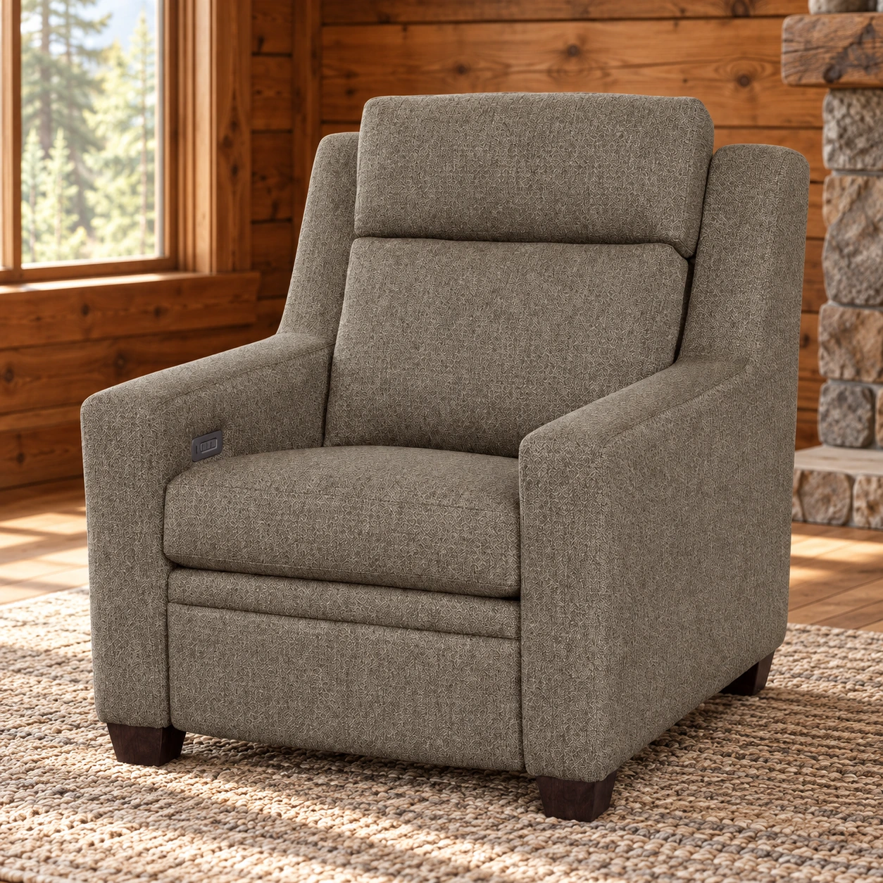 Hearthstone Track-Arm Chair in a cabin living room