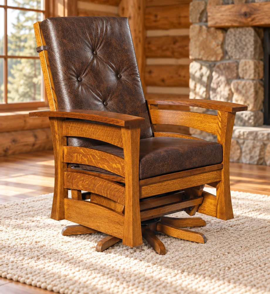 Oakfield Hollow Glider Swivel in a cabin