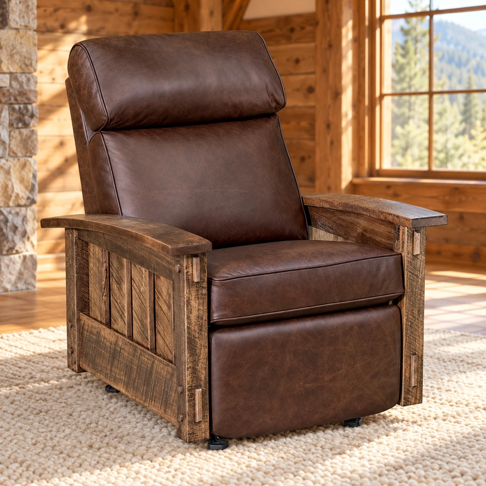 Ridge Haven Inset-Panel Rocker Recliner in a cabin