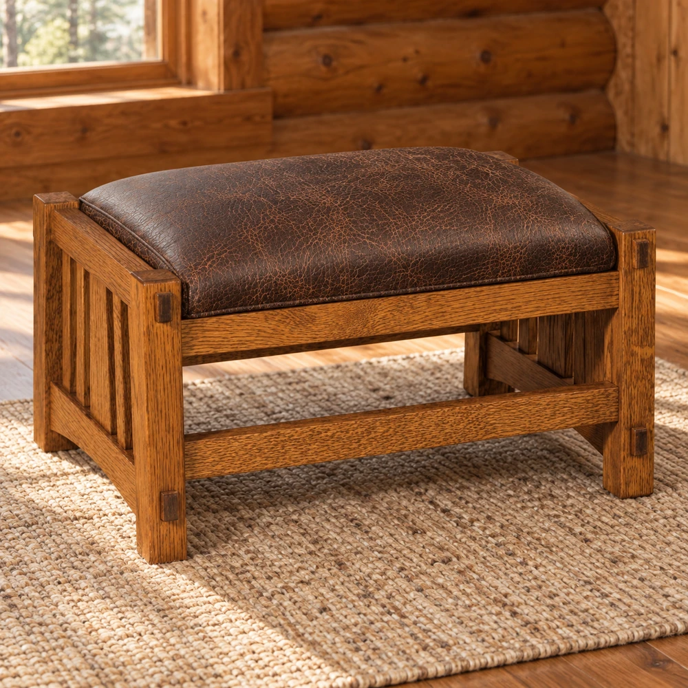 Canyon Forge Footstool in a cabin